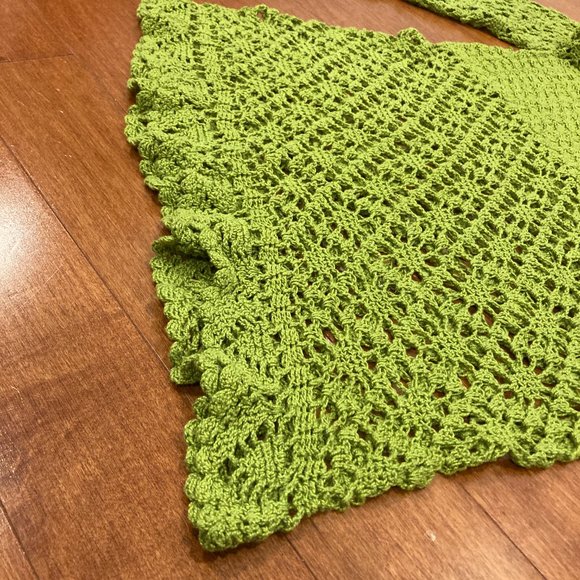 Hand Made Crochet tunic. Size 8 in avocado green color. - Picture 3 of 11